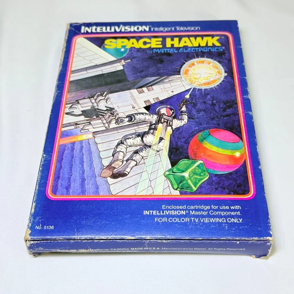 Space Hawk Mattel Intellivision 1981 Game CIB Box Manual Overlays 5136